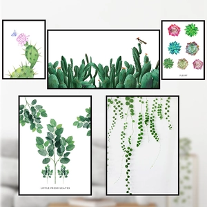 Nordic Cactus Succulent Plant Waterproof PVC Wall Sticker Decorative Green Leaf Mural For Living Room Bedroom Home Decor