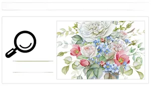 Detail showing watercolor hand-painted floral wall stickers with green leaves and roses
