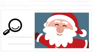 Gros plan sur autocollant Père Noël avec un design plat rouge et blanc éclatant