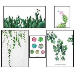 5-piece set of minimalist succulent cactus wall stickers for living room decor