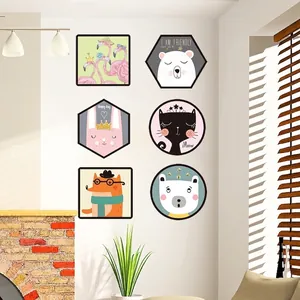 Nordic style animal wall stickers featuring a cat, fox, and flamingo for home decoration