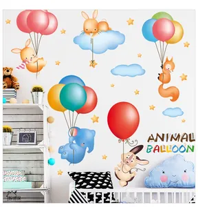 Détails de stickers muraux animaux avec éléphants et lapins pour une décoration de chambre