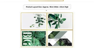 Detail of tropical plant wall stickers featuring marble patterns and botanical text