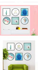 Close-up of pink balloon and floral wall stickers for living room and bedroom decor
