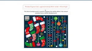 Christmas wall stickers with red and green stockings, stars and snowflakes, 60x45cm layout