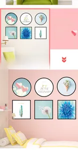 Detail showing a 6-piece wall sticker set with pink balloons and floral art for home decor