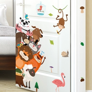 Adesivi murali animali cartoni animati per cameretta bambini con leone panda e volpe