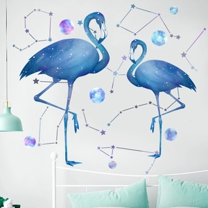 Dreamy Starry Sky Flamingo Wall Sticker PVC Waterproof Removable Art Decal For Bedroom Living Room Dorm Home Decoration