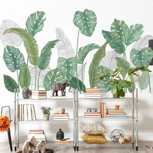 Tropical monstera and banana leaf wall stickers for a minimalist Nordic interior decoration