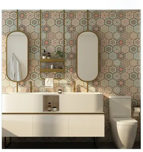 Waterproof mandala hexagon tile stickers used for bathroom wall renovation and decor