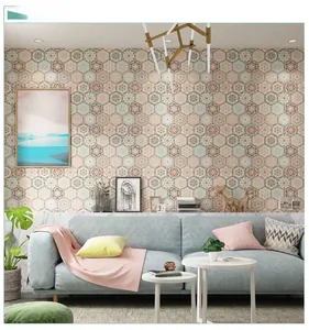 Close-up of waterproof mandala geometric wallpaper for kitchen and bathroom renovation