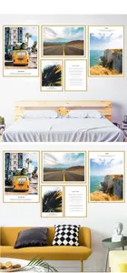 Modern Nordic wall art set featuring nature coastal prints and motivational typography decor
