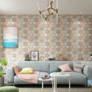 Hexagon Mandala Pattern PVC Waterproof Wall Stickers Self-Adhesive Tile Decals For Bathroom Kitchen Furniture Renovation
