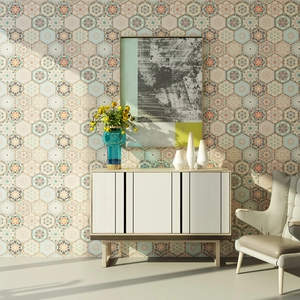 Moroccan geometric pattern hexagonal self-adhesive wallpaper for bathroom and kitchen tiles