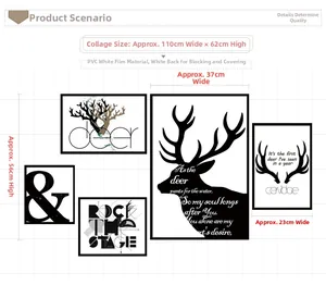 Detail view of PVC Nordic elk wall stickers with layout dimensions 110x62cm for home decor