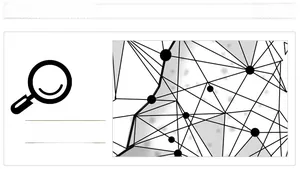 Macro view of geometric nodes and interconnected lines on a black whale wall sticker
