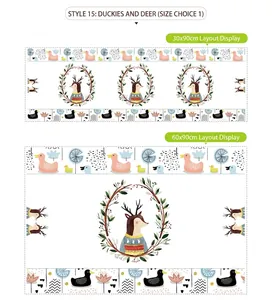 Transparent kitchen oil-proof wall stickers with duck and deer cartoon illustrations