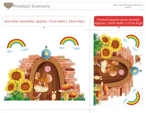 Vue détaillée des stickers muraux souris avec dimensions finales et spécifications