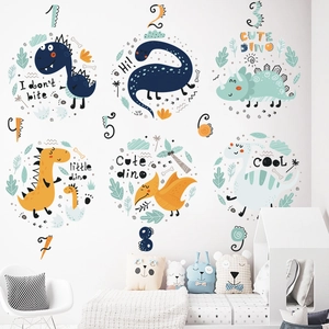 Cartoon Dinosaur Numbers Wall Stickers For Kids Room Kindergarten Waterproof PVC Self Adhesive Wall Decals DIY Home Decor