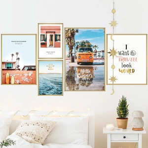 Summer Beach Travel Theme PVC Wall Stickers Modern Nordic DIY Removable Self Adhesive Wall Decor For Living Room Bedroom Home Art