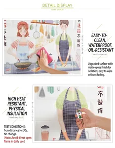 Transparent oil-proof kitchen wall sticker with heat-resistant frosted texture for stove tiles