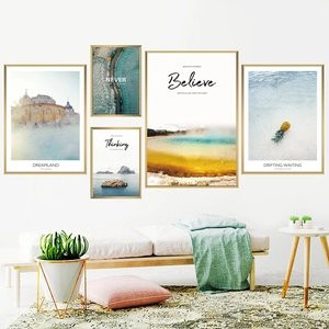 Set di 5 quadri moderni con paesaggi marini e decorazioni in stile nordico