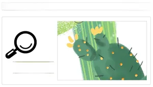 Gros plan d'un sticker mural cactus peint à la main avec fleurs jaunes et texture verte