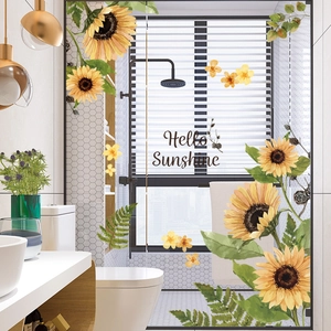 Self-adhesive sunflower wall stickers and Hello Sunshine art text for glass windows