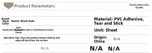 Detailed list of product specifications and parameters for PVC black hole wall stickers