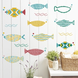 Modern colorful ocean fish wall stickers for bathroom and kitchen tile decoration