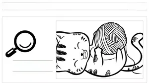 Close-up of minimalist black cat wall sticker playing with a yarn ball for home decor