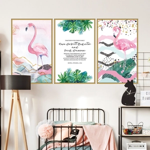 Nordic Flamingo Tropical Leaves PVC Wall Sticker Self-Adhesive Waterproof Decal For Living Room Bedroom Dorm Home Decor