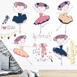 Adesivi murali rimovibili ballerina con figure di danza per la decorazione della cameretta