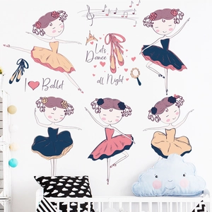Adesivi da parete removibili con ballerina per cameretta bambini e note musicali cartone