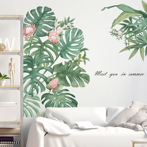 Nordic monstera and protea wall stickers for a fresh tropical home decor aesthetic