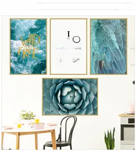 Detail showing self-adhesive waterproof wall stickers with wave and feather art prints
