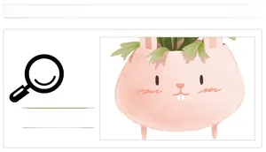 Vue détaillée d'un pot de fleur en forme de lapin rose avec des feuilles de plante verte