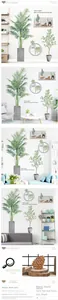 Detail of self-adhesive PVC wall decals with tropical palm leaves and motivational text