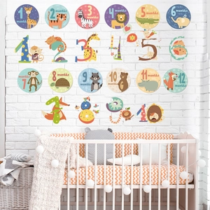 Stickers muraux éducatifs avec animaux pour décoration de chambre de bébé et éveil