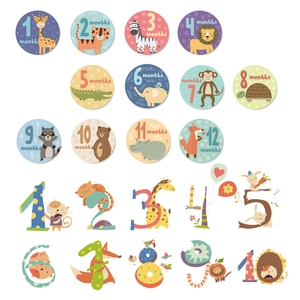 Stickers muraux éducatifs avec animaux mignons et chiffres pour chambre d'enfant