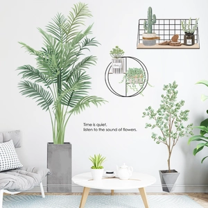 Tropical Green Plant Wall Stickers PVC Removable Nordic Leaves Wallpaper For Living Room Bedroom Background Home Decor Mural