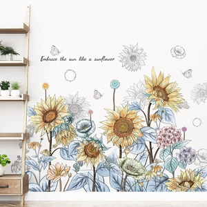 Sonnenblume Schmetterling Wandaufkleber PVC Wasserdicht Abnehmbar Wandtattoo Inspirierendes Zitat Für Wohnzimmer Schlafzimmer Deko