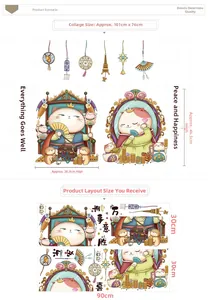 Détail du sticker mural chat porte-bonheur dimensions 101x76cm pour déco magasin