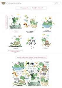 Cartoon dinosaur wall stickers with motivational quotes for kids room nursery decor