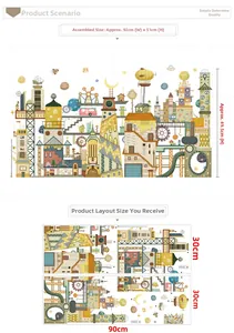 Nordic fantasy city wall stickers set with 92x51cm dimensions for home wall decor