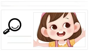 Close-up of cute cartoon girl illustration on high-quality wall sticker for classroom decor