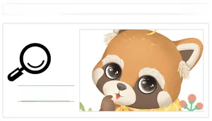 Detail of cute red panda wall sticker with yellow plaid scarf for kids room decor