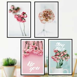 Pink Floral Wall Stickers PVC Waterproof Botanical Rose Flower With Be You Stay Alive Quotes Modern Home Decor Wall Decals