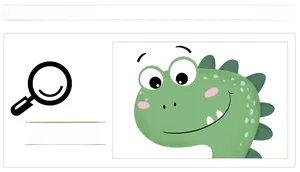 Detailed view of friendly green dinosaur wall sticker with pink blush and serrated back