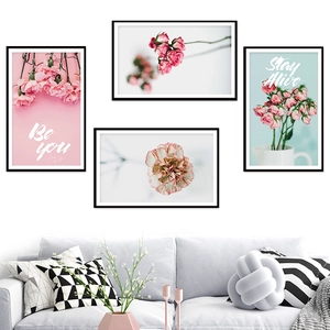 Pink floral wall art set with Be You and Stay Alive quotes in modern black frames
